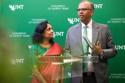 Indian origin couple, Vikas Sinha, Anuradha Sinha, University of North Texas, UNT, $20 million donation, AI college, artificial intelligence, advanced analytics, Indian American, AI education, data analytics, Texas news, US news, Indian diaspora, education donation