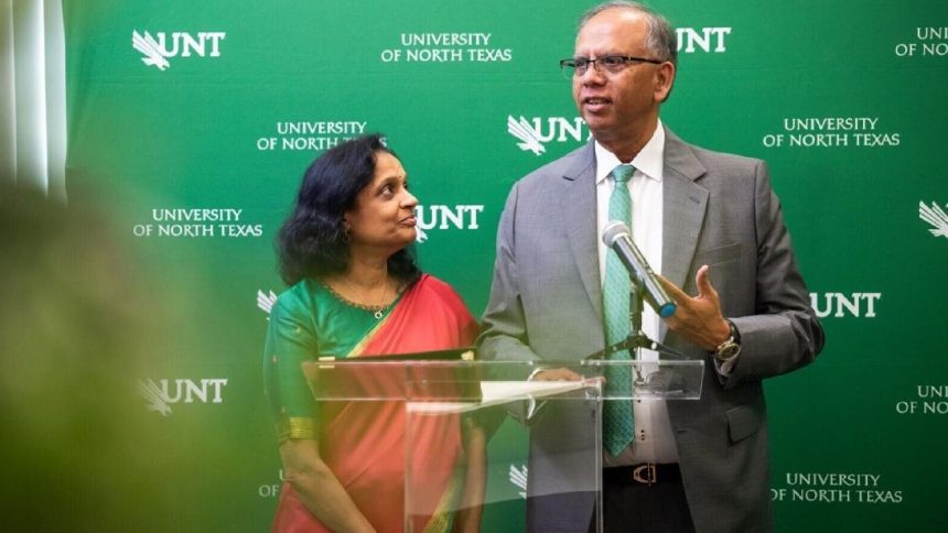 Indian origin couple, Vikas Sinha, Anuradha Sinha, University of North Texas, UNT, $20 million donation, AI college, artificial intelligence, advanced analytics, Indian American, AI education, data analytics, Texas news, US news, Indian diaspora, education donation